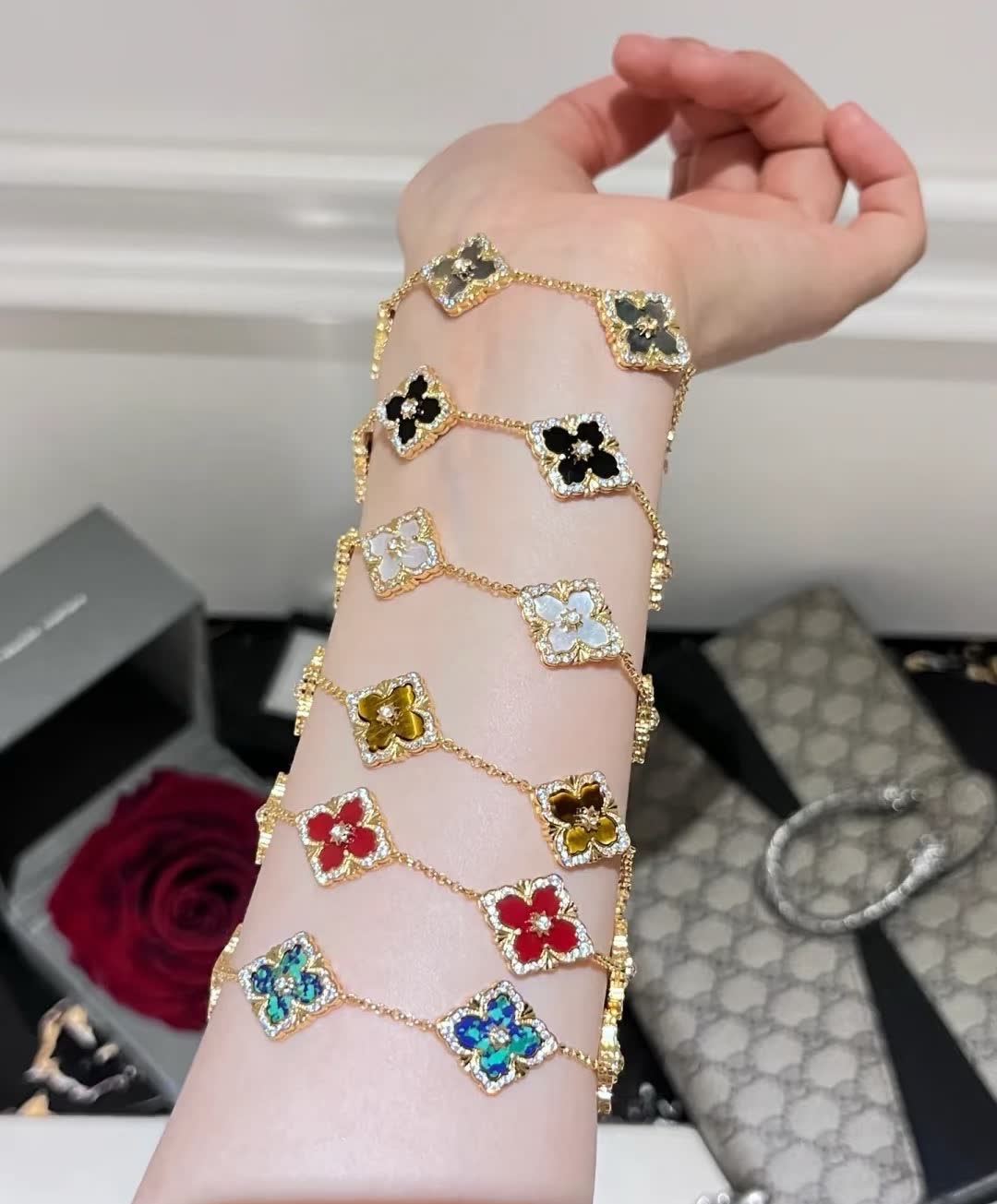 Buccellati Luxurious Flower Bracelet with Gemstones